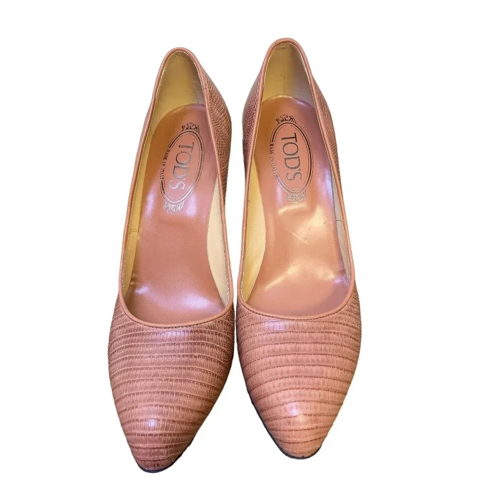 Tods Womens Brown Leather Heels 9 - Picture 2 of 7